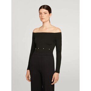WOLFORD Linda Pearl Pullover Top Black Size Medium NWT $505